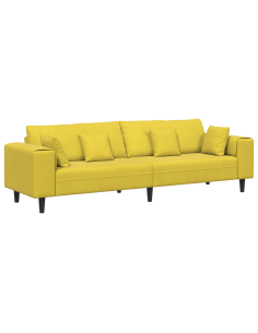 Divano con cuscino Giallo 250 x 77 x 76 cm Velluto 2
