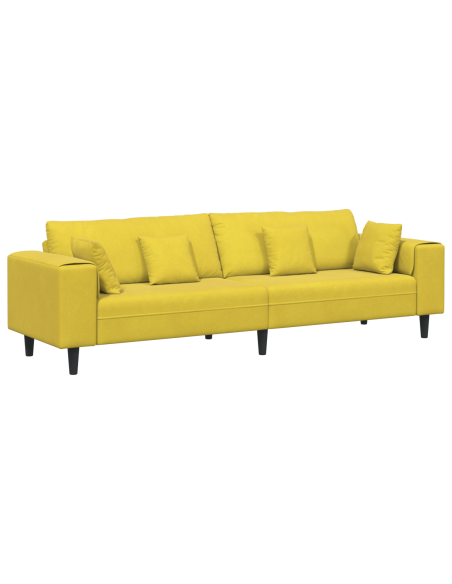 Divano in Velluto con cuscino con cuscino Giallo 210 cm Velluto