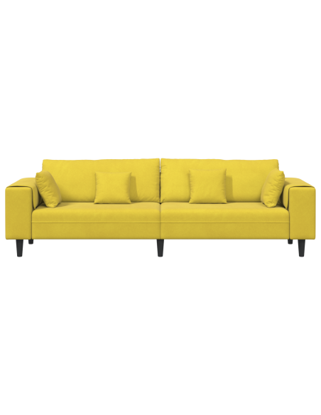 Divano in Velluto con cuscino con cuscino Giallo 210 cm Velluto
