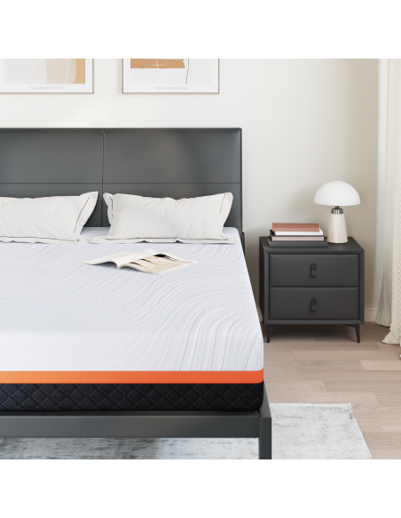 Materasso Bianco e Grigio 140 x 200 cm Tessuto Jacquard