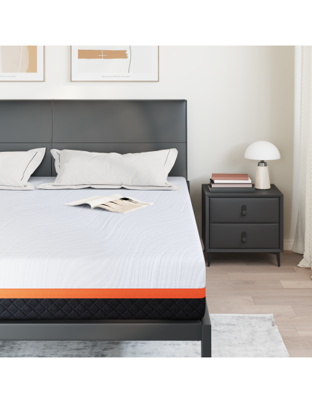 Materasso Bianco e Grigio 180 x 200 cm Tessuto Jacquard