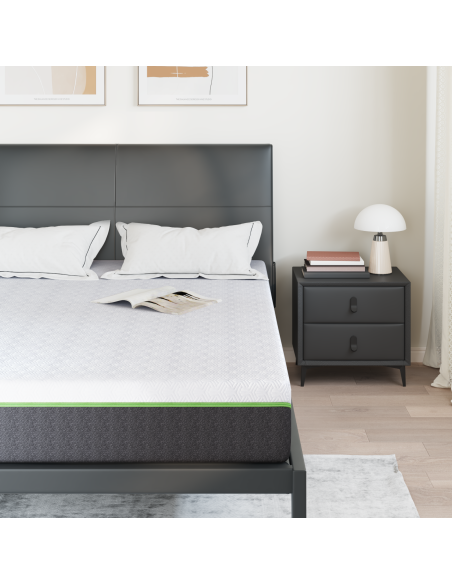 Materasso Bianco e Grigio 140 x 200 cm Tessuto Jacquard