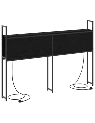 Testiera con Stazione di Carica e Storage Rovere nero 160 cm