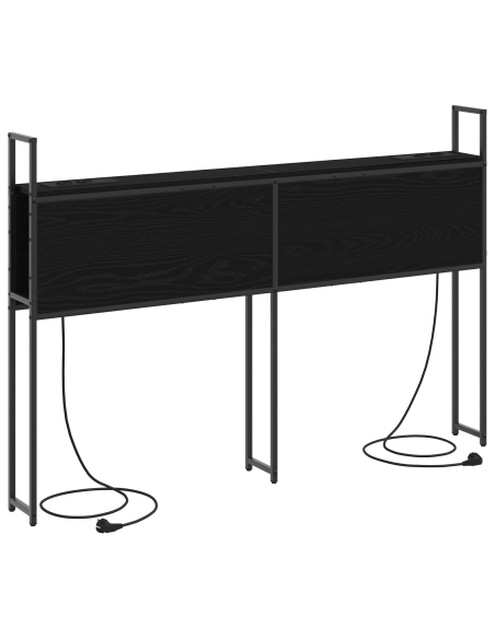 Testiera con Stazione di Carica e Storage Rovere nero 160 cm