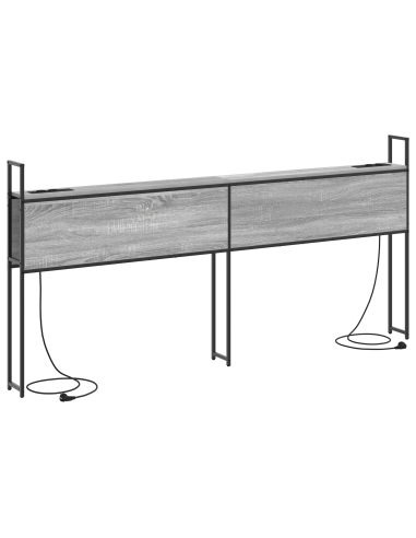 Testiera con Stazione di Carica e Storage Grigio sonoma 180 cm