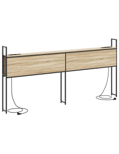 Testiera con Stazione di Carica e Storage rovere sonoma 200 cm