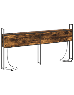 Testiera con Stazione di Carica e Storage Rovere fumo 200 cm