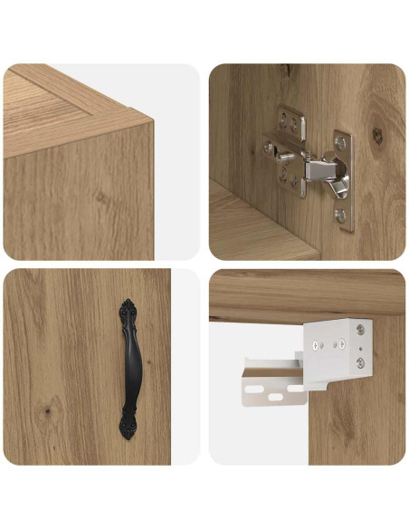 Armadietto a muro rovere artigianale 60 x 31 x 60 cm