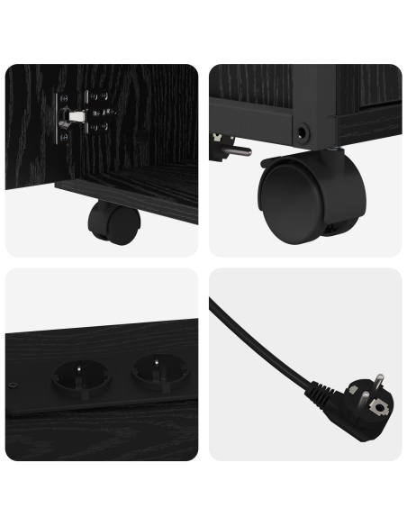 Mobile per Ufficio con ruota Rovere nero 60 x 46 x 67 cm