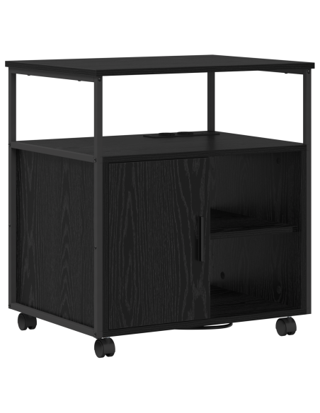 Mobile per Ufficio con ruota Rovere nero 60 x 46 x 67 cm