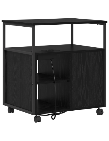 Cabina con Stazione di Ricarica Rovere Nero 61 x 46 x 67 cm