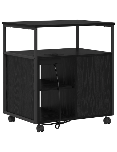 Mobile per Ufficio con ruota Rovere nero 60 x 46 x 67 cm