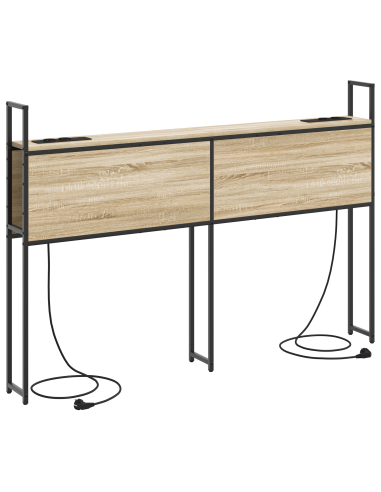 Testiera con Stazione di Carica e Storage rovere sonoma 135 cm