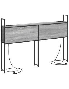 Testiera con Stazione di Carica e Storage Grigio sonoma 135 cm