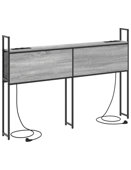 Testiera con Stazione di Carica e Storage Grigio sonoma 135 cm