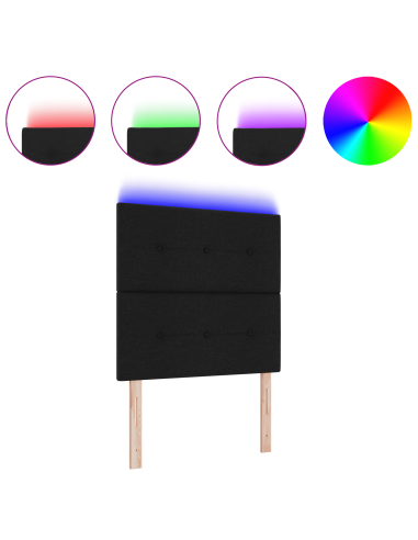 Testiera LED con luci a strisce a LED Nero 100 cm Poliestere