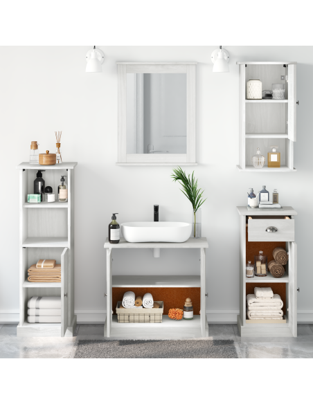 Set di mobili per il bagno con porta VIGO 5 pcs Bianco Antico