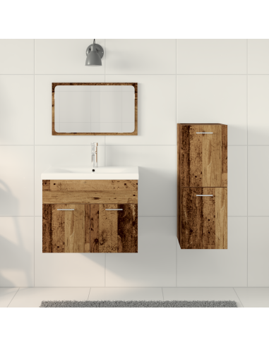 Set di mobili per il bagno 4 pcs Marrone Legno multistrato