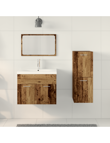 Set di mobili per il bagno 4 pcs Marrone Legno multistrato