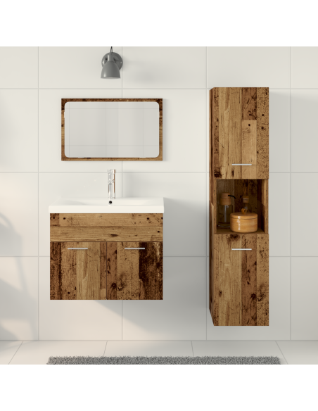 Set di mobili per il bagno 4 pcs Marrone Legno multistrato