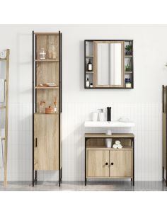 Set di mobili per il bagno con lo scaffale 3 pcs Rovere Sonoma