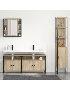 Set di mobili per il bagno con lo scaffale 4 pcs Rovere Sonoma