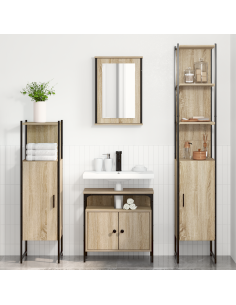 Set di mobili per il bagno con lo scaffale 4 pcs Rovere Sonoma