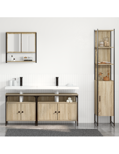Set di mobili per il bagno con lo scaffale 4 pcs Rovere Sonoma