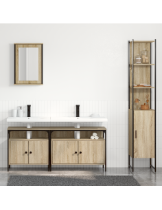 Set di mobili per il bagno con lo scaffale 4 pcs Rovere Sonoma