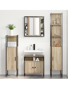 Set di mobili per il bagno con lo scaffale 4 pcs Rovere Sonoma