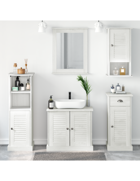 Set di mobili per il bagno con cassetto 5 pcs bianco anticato