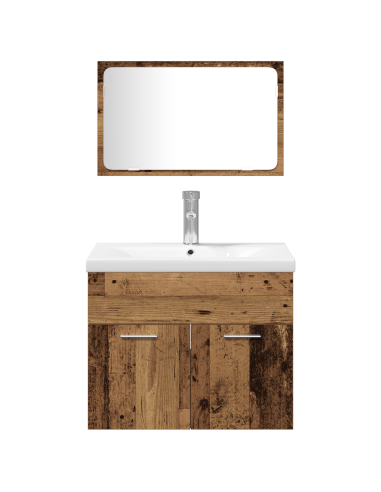 Set di mobili per il bagno 4 pcs Marrone Legno multistrato