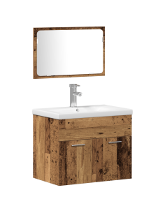 Set di mobili per il bagno 4 pcs Marrone Legno multistrato 2