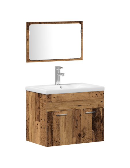 Set di mobili per il bagno 4 pcs Marrone Legno multistrato