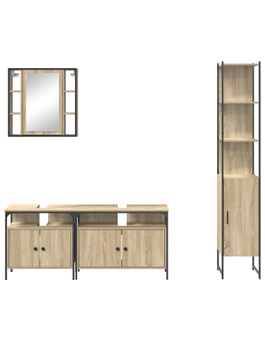 Set di mobili per il bagno con lo scaffale 4 pcs Rovere Sonoma