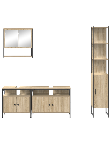 Set di mobili per il bagno con lo scaffale 4 pcs Rovere Sonoma