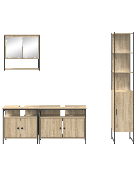 Set di mobili per il bagno con lo scaffale 4 pcs Rovere Sonoma