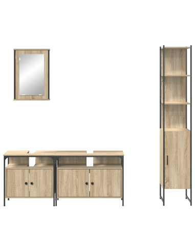 Set di mobili per il bagno con lo scaffale 4 pcs Rovere Sonoma