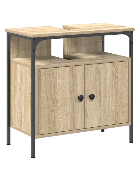 Set di mobili per il bagno con lo scaffale 4 pcs rovere sonoma