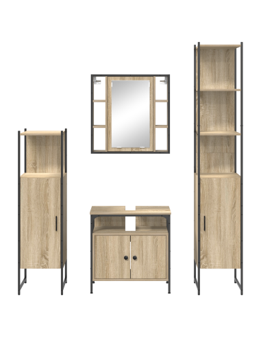 Set di mobili per il bagno con lo scaffale 4 pcs Rovere Sonoma