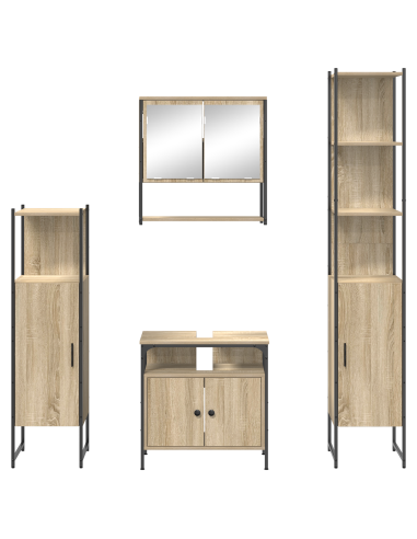Set di mobili per il bagno con lo scaffale 4 pcs Rovere Sonoma
