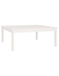 Tavolino da Salotto Bianco 100x100x40 cm Legno Massello di Pino 2