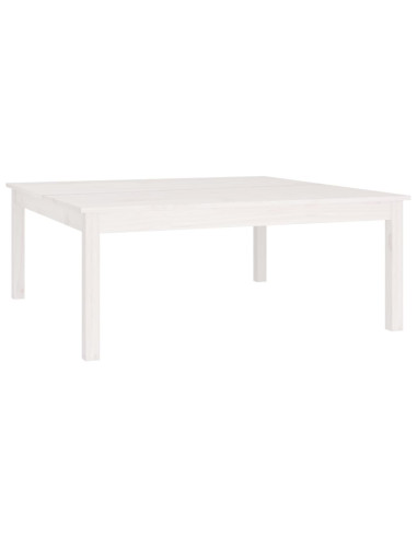 Tavolino da Salotto Bianco 100x100x40 cm Legno Massello di Pino