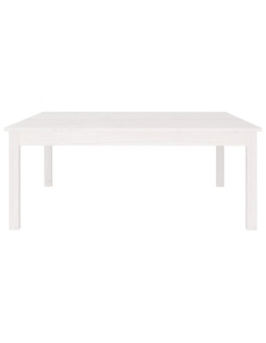 Tavolino da Salotto Bianco 100x100x40 cm Legno Massello di Pino
