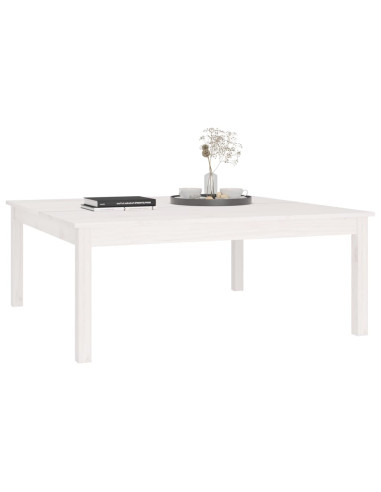 Tavolino da Salotto Bianco 100x100x40 cm Legno Massello di Pino