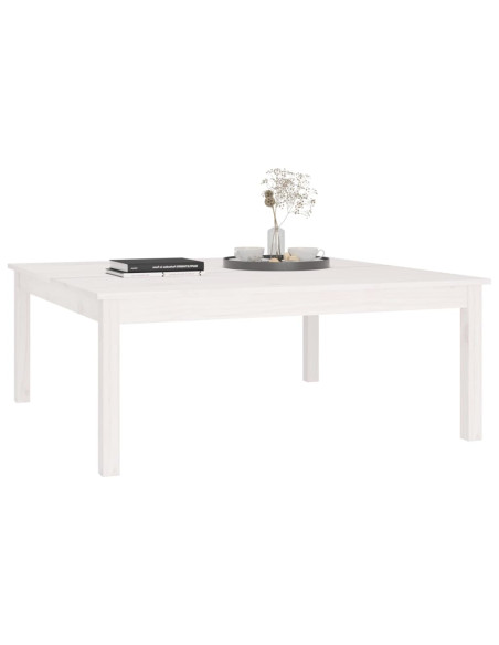 Tavolino da Salotto Bianco 100x100x40 cm Legno Massello di Pino