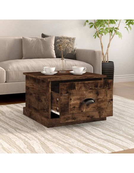 Tavolino da Salotto Rovere Fumo 50x50x35 cm Legno Multistrato
