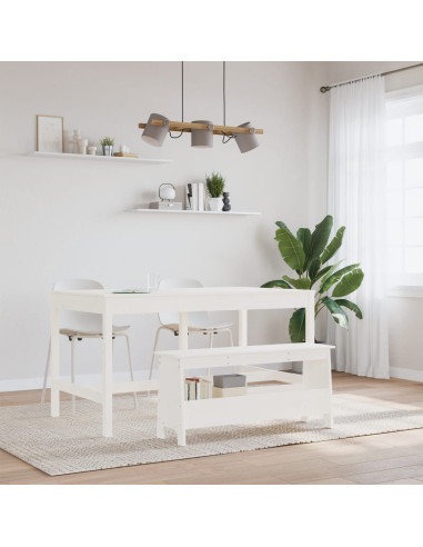 Panca da Ingresso Bianca 100x28x45 cm in Legno Massello di Pino