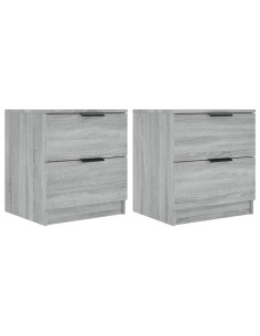 Comodini 2pz Grigio Sonoma in Legno Multistrato 2