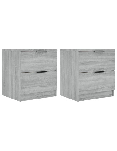 Comodini 2pz Grigio Sonoma in Legno Multistrato